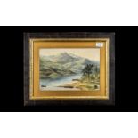 Antique Watercolour River Scene, with a