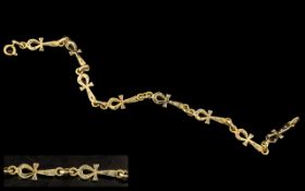 18ct Gold Diamond Set Bracelet, with Ank