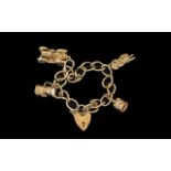 Ladies 9ct Gold Charm Bracelet With 4 Go