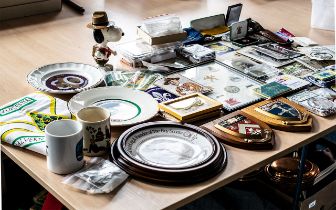 Large Box of Scouting Memorabilia, comprising plates, badges, plaques, postcards, mugs, medals, etc.
