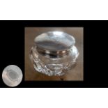 Cut Glass Octagon Dish - With a Sterling Silver Lid. Approx Size 4.