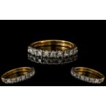 18ct Gold - Attractive Diamond Set Half Eternity Ring. Full Hallmark for 18ct.