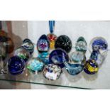 Collection of Quality Paper Weights, seventeen in total, in shades of blue ,