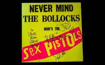 Sex Pistols Signed Vinyl Album Never Mind The Bollocks, Signed By Johnny Rotten, Glen Matlock,