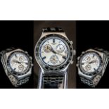 Swatch - Swiss Made Irony Stainless Steel Gents Chronograph Wrist Watch, 4 Jewels.