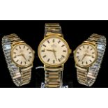 Gents Wristwatch Champaign Dial, Baton Numerals, Center Seconds And Date Aperture,