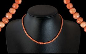 16 " Graduated Coral Necklace - 16" Graduated Coral Necklace with gold coloured clasp.