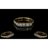 Ladies 14ct Gold Attractive 5 Stone Diamond Set Ring. Marked 14ct - 585 to Interior of Shank. The