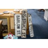 Three Original Vintage Metal Street Signs, Aqueduct Street 38" long,