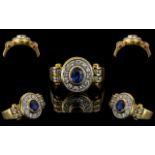 18ct Gold Attractive Sapphire and Diamond Set Dress Ring. Excellent Design, Marked 750 - 18ct to