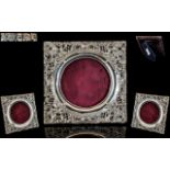 Edwardian Period - Ornate Sterling Silver Photo Frame of Square Proportions and Open-worked