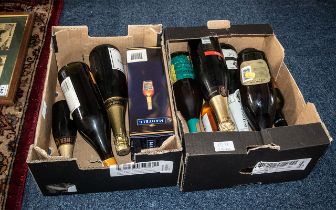 Collection of Champagne and Wine Bottles.