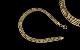 9ct Gold Superior Quality Triple Link Bracelet with Good Clasp. Marked 9.375. 3.7 grams.