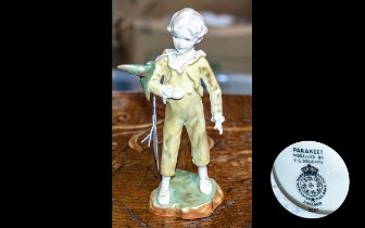 Royal Worcester Figure 'Parakeet' No. 3087, modelled by F C Doughty, figure measures 7" tall.