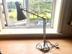 Herbert Terry Anglepoise lamp in white, round base Model 75. Please See Photo.