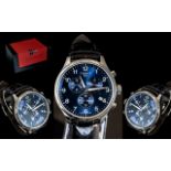 A Gents Tissot Wristwatch Quartz Movement Large Stainless Steal Case, Blue Dial.