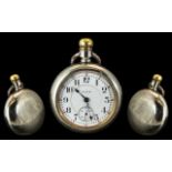 Elgin - Early 20th Century Large Open Faced Key-less Pocket Watch with Screw Back,