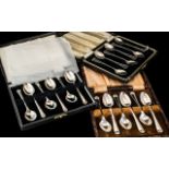 Three Sets Of Silver Teaspoons, All Hallmarked In Fitted Boxes,