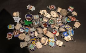 Large Collection of Silver and Enamel Shields. Large Collection of Enamel on Silver Shields from