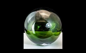 Large Antique Witch Ball. Victorian Witch Ball In Green Coloured Glass of Large Design.