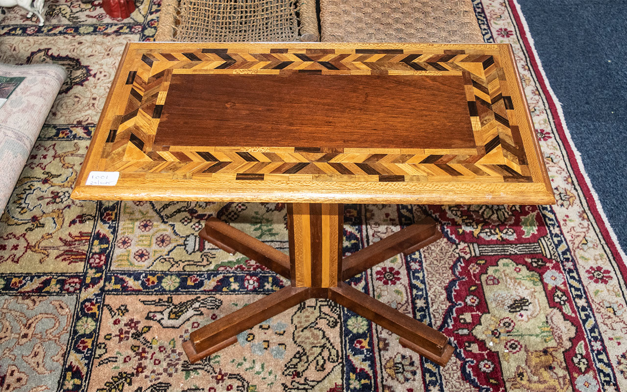 Modern Inlaid Side Table, 24" long x 17" wide and 13" deep.