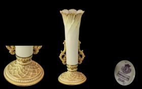 Royal Worcester Hand Painted Twin Handle Blush Ivory Posy Vase. Date 1893, Reg No 180739. Shape No