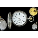 Victorian Period Sterling Silver Full Hunted Pocket Watch. ( Key-less ) Hallmark London 1889.