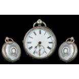 Victorian Period Sterling Silver Key-wind Open Faced Pocket Watch, Movement No 121021.