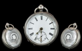 Victorian Period Sterling Silver Key-wind Open Faced Pocket Watch, Movement No 121021.