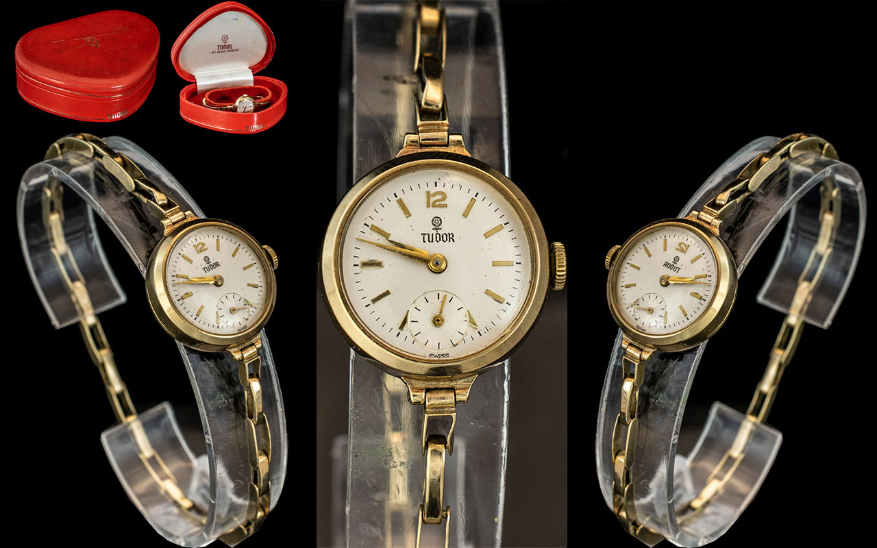 Tudor Rose by Rolex Ladies 9ct Gold Mechanical Wrist Watch. Full Hallmark for 9.