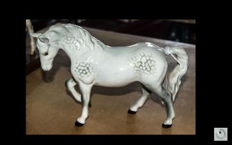 Beswick Horse ( White, Speckled Grey Colour way ) Head Facing Down.