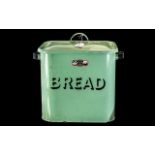 Enamelled Green Bread Bin, early to mid 20th Century,