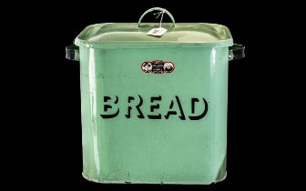 Enamelled Green Bread Bin, early to mid 20th Century,