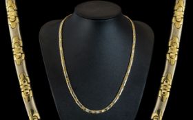 14ct Two Tone Gold Well Designed Necklace. Marked 585 - 14ct. of Solid and Heavy Construction.