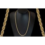 A Good Quality Ladies or Gents 9ct Gold Heavy Diamond Cut Rope Twist Design Necklace. Marked 9.375.