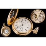 Waltham Demi Hunter Pocket Watch, White Enamelled Dial With Roman Numerals And Subsidiary Seconds,
