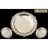 1930's Silver Jubilee Card / Letter Circular Tray with Cast Border. Full Hallmark for Sterling