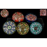 Five Quality Millefiore Paperweights, various multi colours and assorted designs.