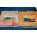 Three Vintage Hornby Boxes, no contents, boxes original, 17'' x 21''. Together with Two Vintage