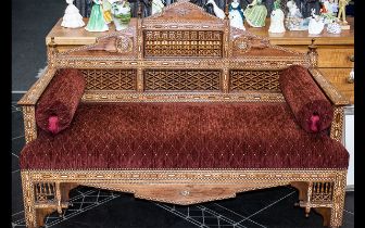 Antique Middle Eastern Moorish Inlaid Bench Seat.