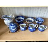 Collection of Blue & White Pottery, comprising a Copeland Spode bowl, Meakin 'Old Willow' bowl,