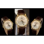 Omega - Automatic 9ct Gold Cased 1970's Wrist Watch, With Tan Leather Strap, Features a Pearl