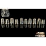 A Collection of Antique Sterling Silver Thimbles ( 10 ) Thimbles In Total.