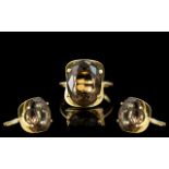 Ladies 9ct Gold Single Stone Smoky Topaz Set Ring. Marked 9ct to Interior of Shank.