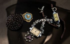 Small Collection of Costume Jewellery, comprising a ladies Lever cocktail watch with leather strap,