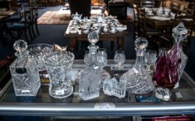 Collection of Quality Cut Glass Items, comprising a ship's decanter, three further decorative
