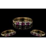 Ladies Attractive 9ct Gold Amethyst and Diamond Set Ring. Fully Hallmarked for 9.375. Ring Size N.