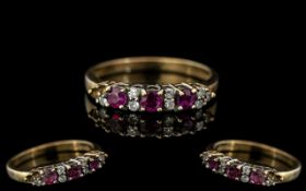 Ladies Attractive 9ct Gold Amethyst and Diamond Set Ring. Fully Hallmarked for 9.375. Ring Size N.