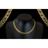 A Superior Quality - Heavy 9ct Gold Double Link Necklace ( Good Design ) With Excellent Clasp.