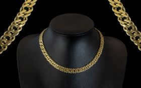 A Superior Quality - Heavy 9ct Gold Double Link Necklace ( Good Design ) With Excellent Clasp.